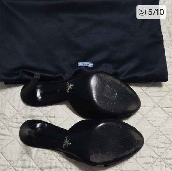 Prada Black Satin Open-Toe Heels - Picture 5 of 10